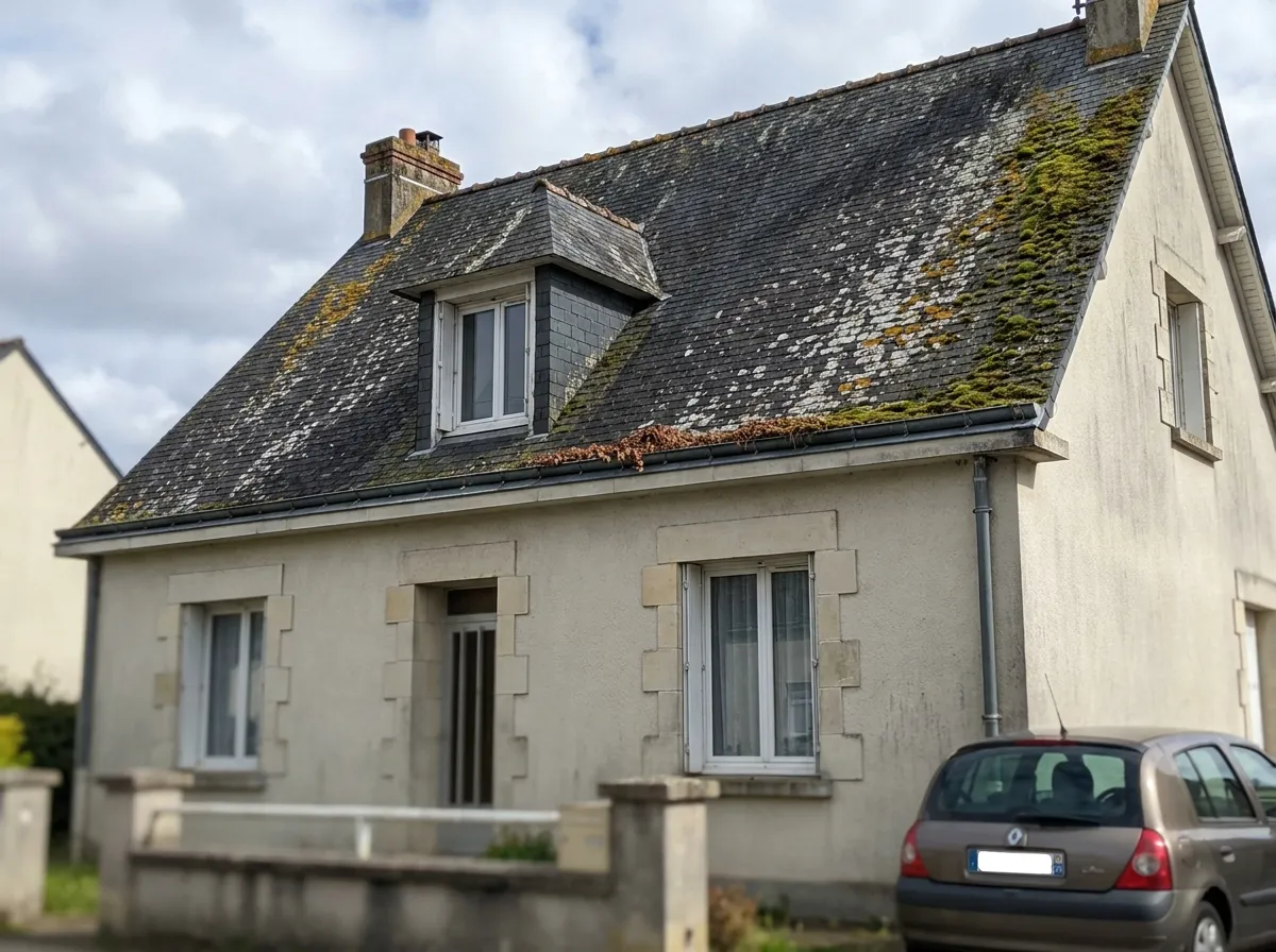 Avant : Une toiture en ardoise retrouve sa couleur à Nantes
